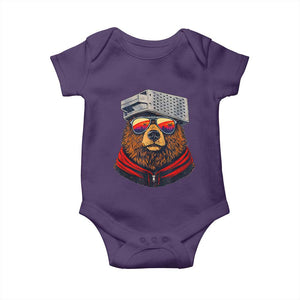 Cheese Grater Bear in Beast Mode Baby Onesie Funny Rivalry Art for Hardcore Football Fans TS02 Purple Print Your Wear