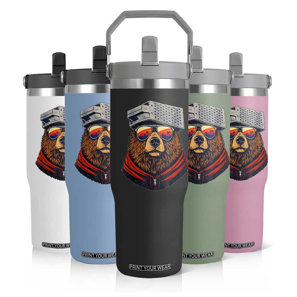 Cheese Grater Bear in Beast Mode Flip Straw Tumbler Funny Rivalry Art for Hardcore Football Fans TS02 Print Your Wear