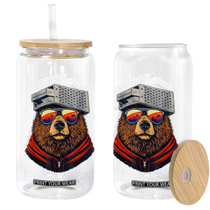 Cheese Grater Bear in Beast Mode Glass Can Funny Rivalry Art for Hardcore Football Fans TS02 Print Your Wear