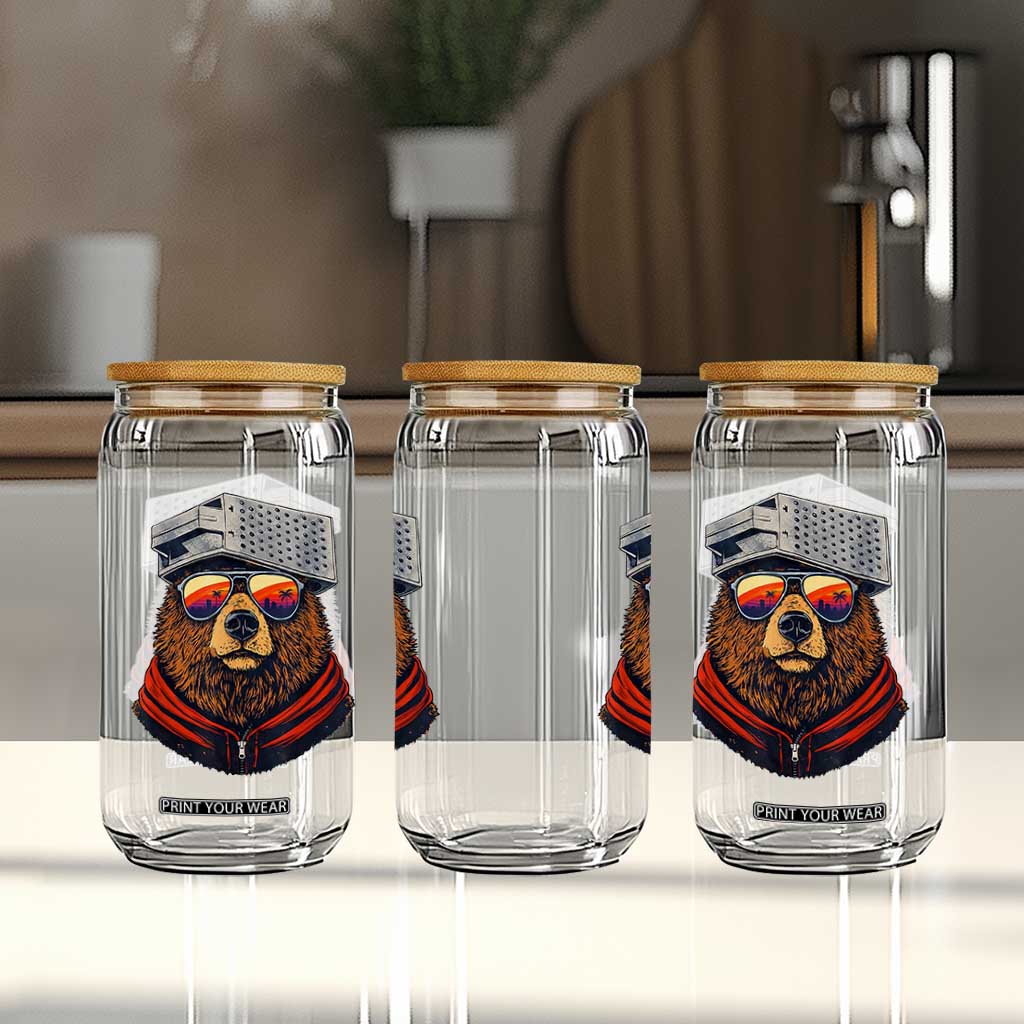Cheese Grater Bear in Beast Mode Glass Can Funny Rivalry Art for Hardcore Football Fans TS02 Print Your Wear