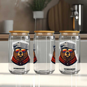 Cheese Grater Bear in Beast Mode Glass Can Funny Rivalry Art for Hardcore Football Fans TS02 Print Your Wear
