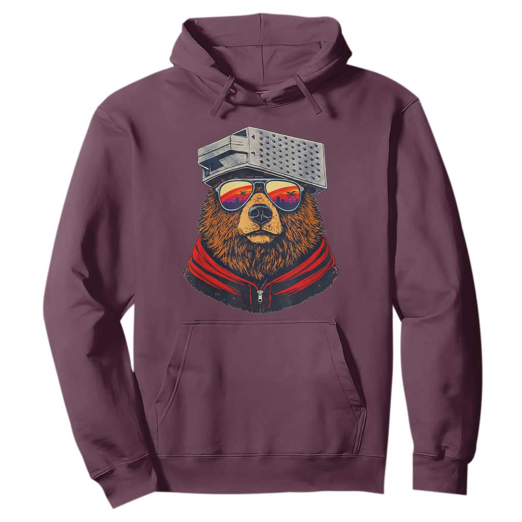 Cheese Grater Bear in Beast Mode Hoodie Funny Rivalry Art for Hardcore Football Fans TS02 Maroon Print Your Wear