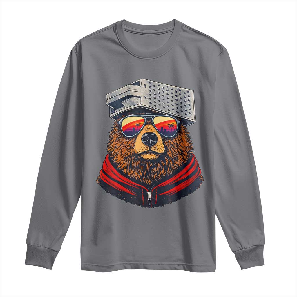 Cheese Grater Bear in Beast Mode Long Sleeve Shirt Funny Rivalry Art for Hardcore Football Fans TS02 Charcoal Print Your Wear