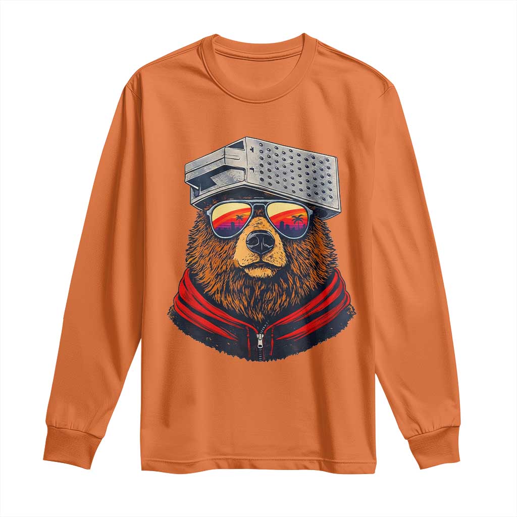 Cheese Grater Bear in Beast Mode Long Sleeve Shirt Funny Rivalry Art for Hardcore Football Fans TS02 Orange Print Your Wear
