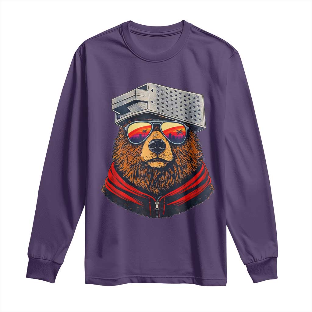 Cheese Grater Bear in Beast Mode Long Sleeve Shirt Funny Rivalry Art for Hardcore Football Fans TS02 Purple Print Your Wear