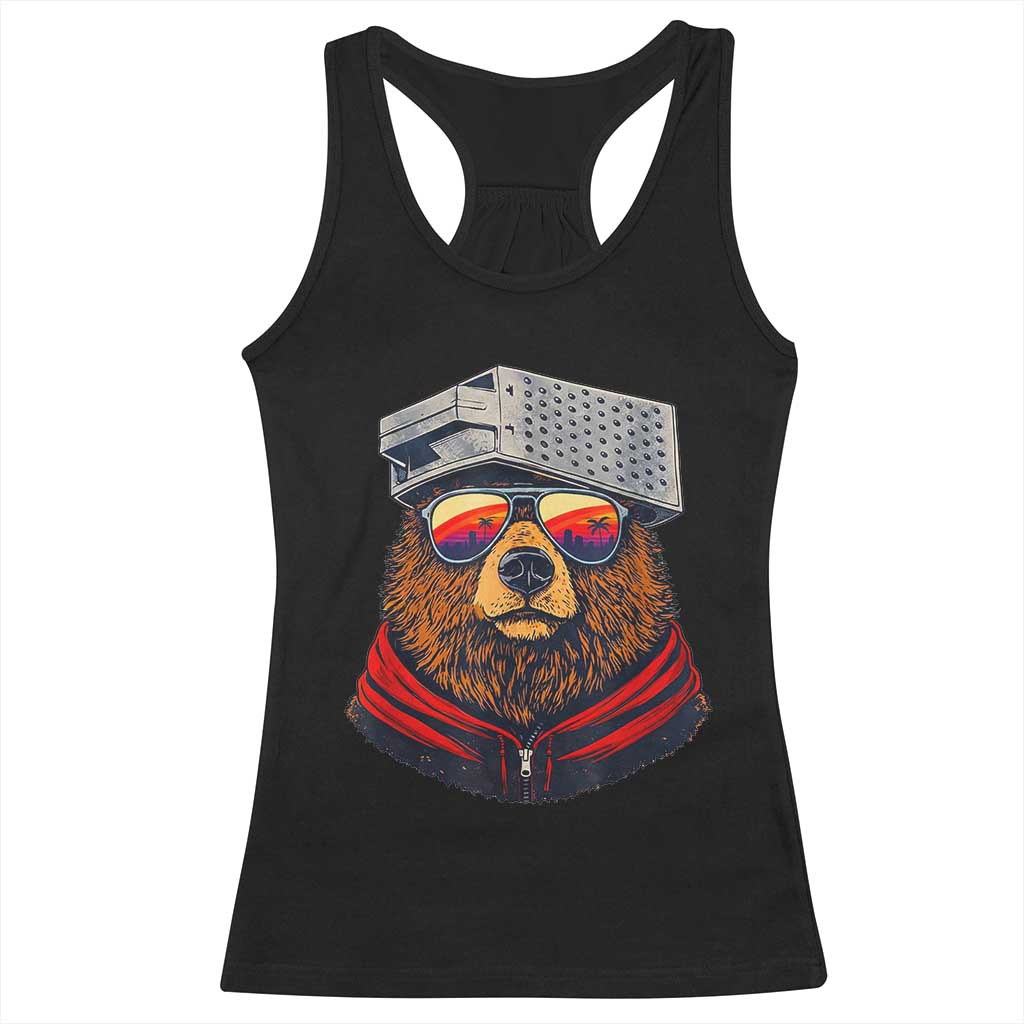 Cheese Grater Bear in Beast Mode Racerback Tank Top Funny Rivalry Art for Hardcore Football Fans TS02 Black Print Your Wear