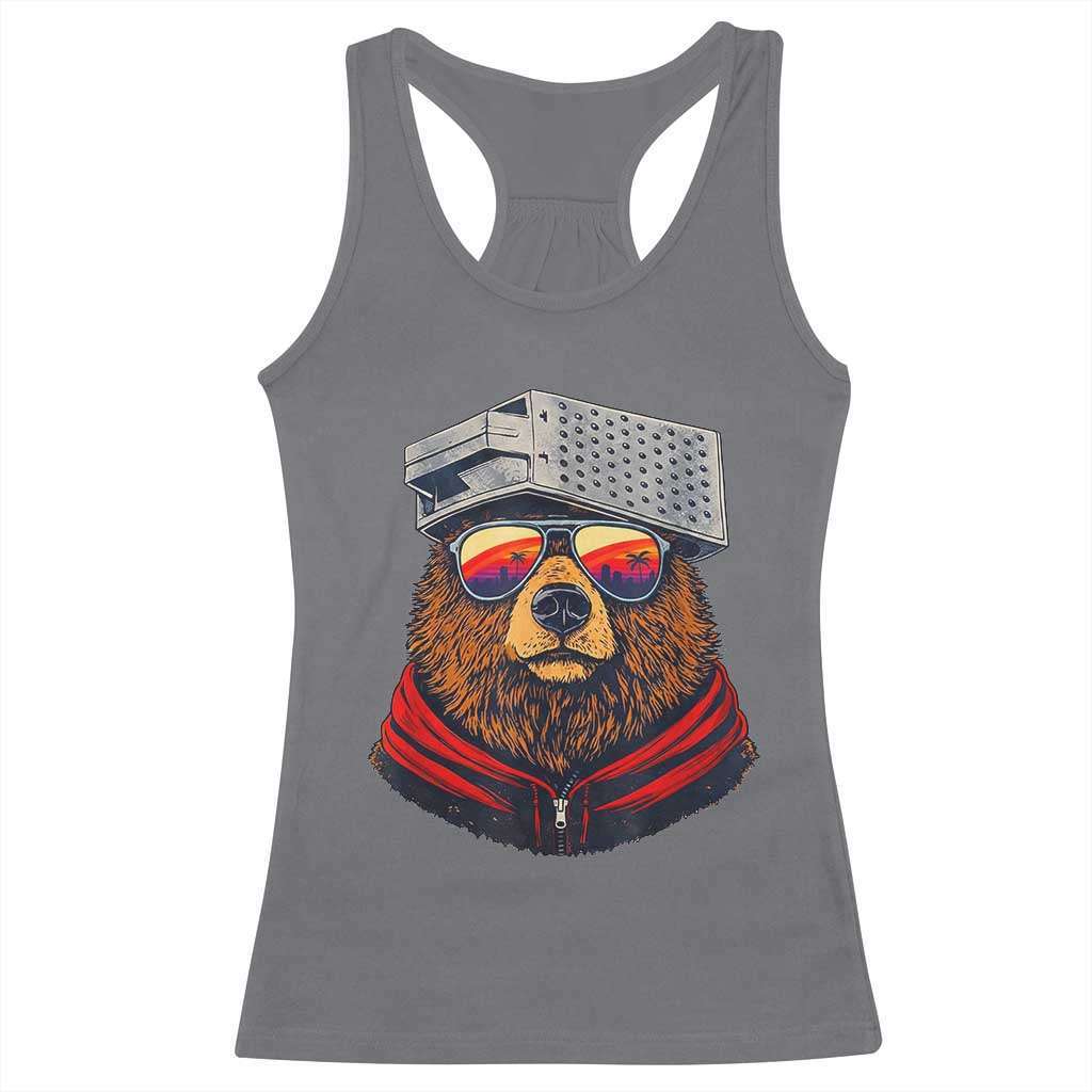 Cheese Grater Bear in Beast Mode Racerback Tank Top Funny Rivalry Art for Hardcore Football Fans TS02 Charcoal Print Your Wear