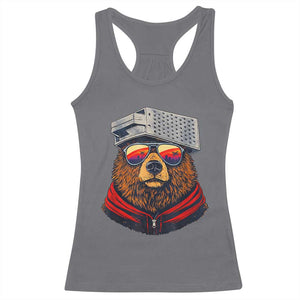 Cheese Grater Bear in Beast Mode Racerback Tank Top Funny Rivalry Art for Hardcore Football Fans TS02 Charcoal Print Your Wear