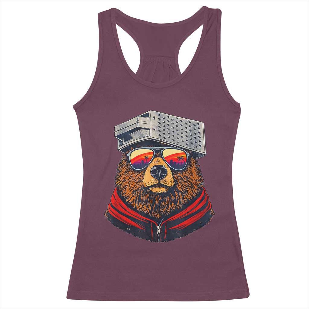 Cheese Grater Bear in Beast Mode Racerback Tank Top Funny Rivalry Art for Hardcore Football Fans TS02 Maroon Print Your Wear