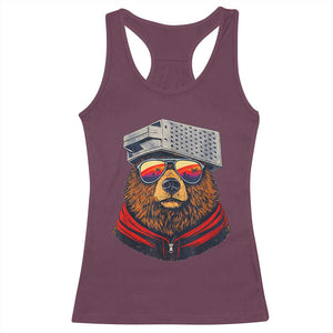 Cheese Grater Bear in Beast Mode Racerback Tank Top Funny Rivalry Art for Hardcore Football Fans TS02 Maroon Print Your Wear