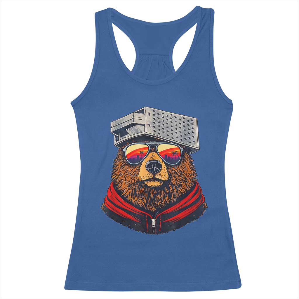 Cheese Grater Bear in Beast Mode Racerback Tank Top Funny Rivalry Art for Hardcore Football Fans TS02 Royal Blue Print Your Wear