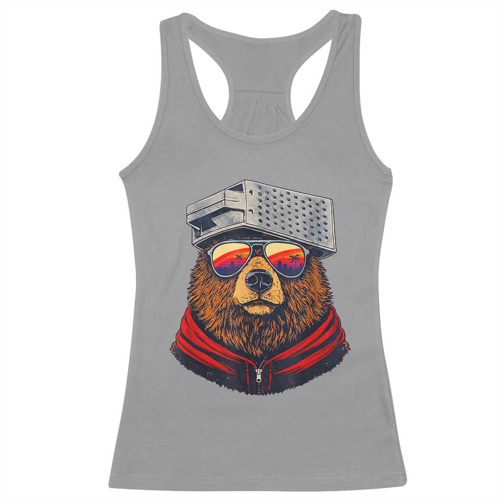 Cheese Grater Bear in Beast Mode Racerback Tank Top Funny Rivalry Art for Hardcore Football Fans TS02 Sport Gray Print Your Wear
