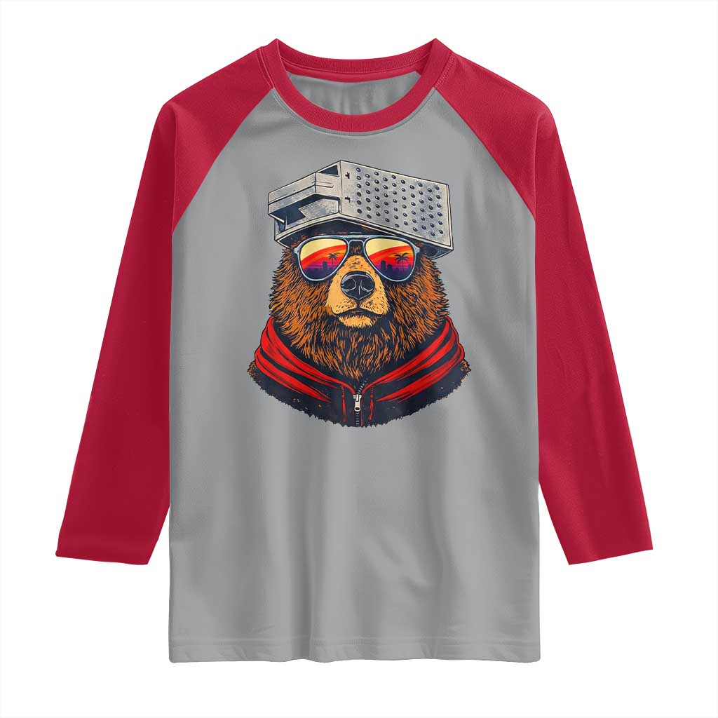 Cheese Grater Bear in Beast Mode Raglan Shirt Funny Rivalry Art for Hardcore Football Fans TS02 Sport Gray Red Print Your Wear