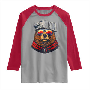 Cheese Grater Bear in Beast Mode Raglan Shirt Funny Rivalry Art for Hardcore Football Fans TS02 Sport Gray Red Print Your Wear