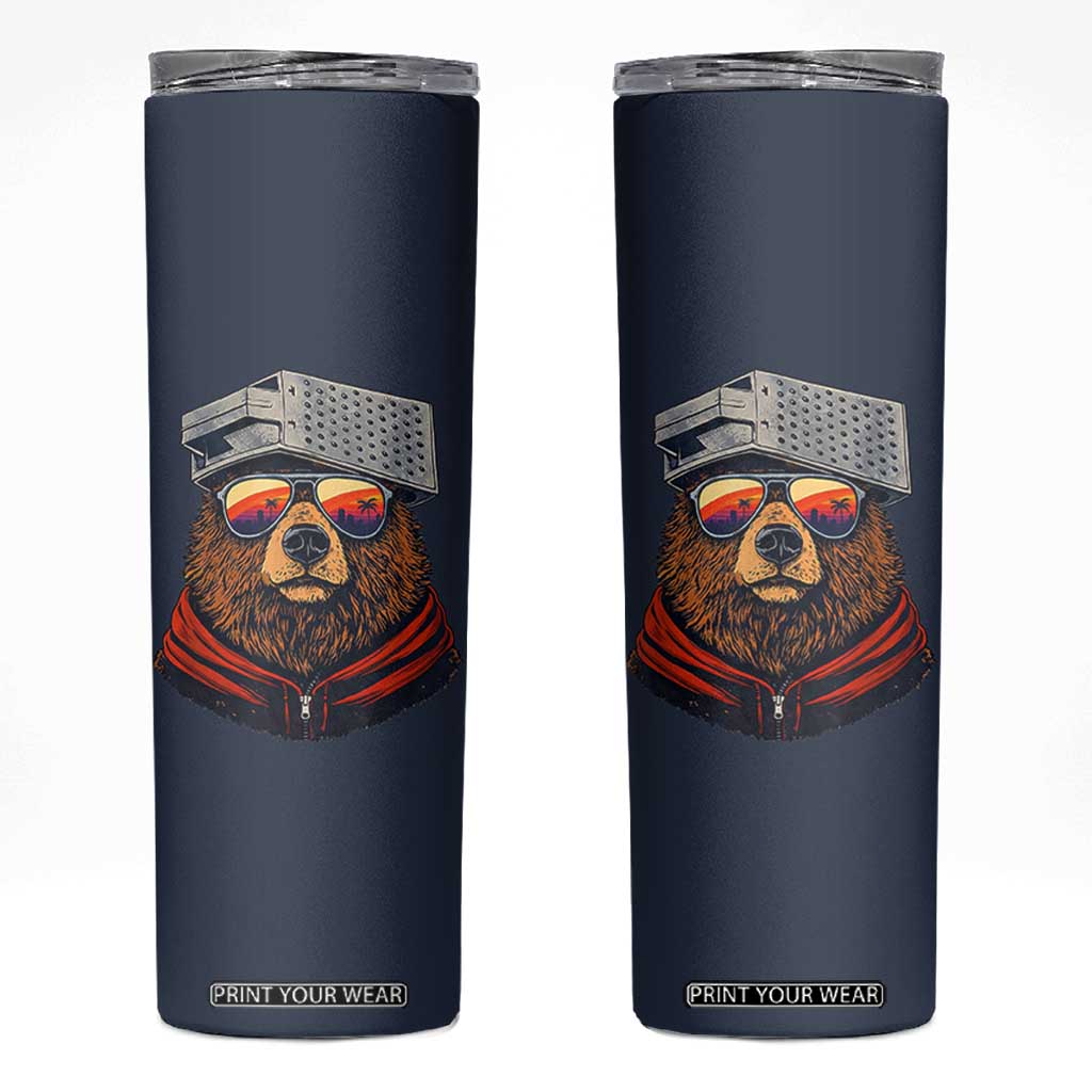 Cheese Grater Bear in Beast Mode Skinny Tumbler Funny Rivalry Art for Hardcore Football Fans TS02 Navy Print Your Wear