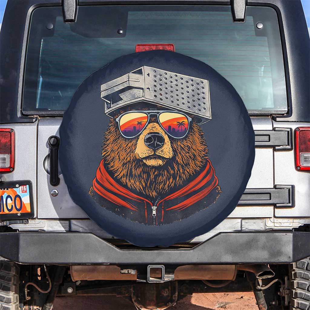 Cheese Grater Bear in Beast Mode Spare Tire Cover Funny Rivalry Art for Hardcore Football Fans TS02 No hole Navy Print Your Wear