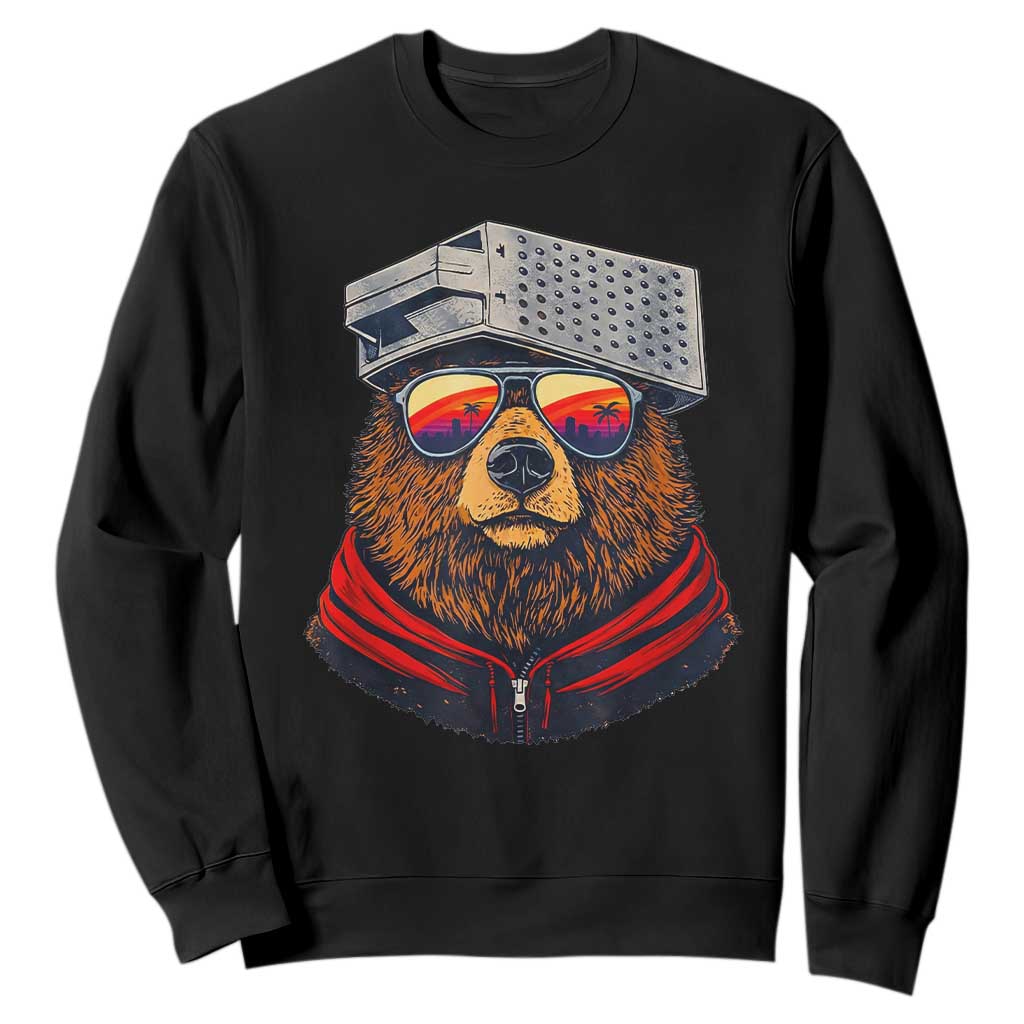 Cheese Grater Bear in Beast Mode Sweatshirt Funny Rivalry Art for Hardcore Football Fans TS02 Black Print Your Wear