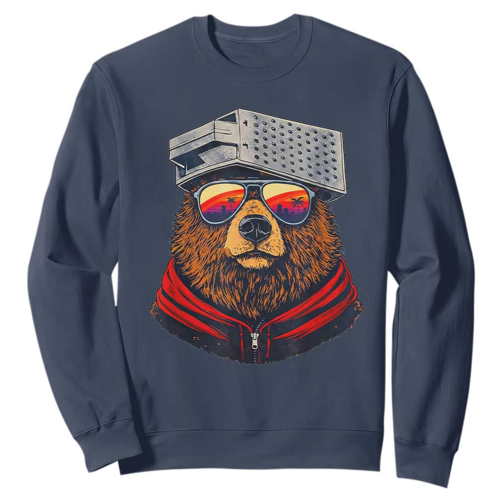 Cheese Grater Bear in Beast Mode Sweatshirt Funny Rivalry Art for Hardcore Football Fans TS02 Navy Print Your Wear