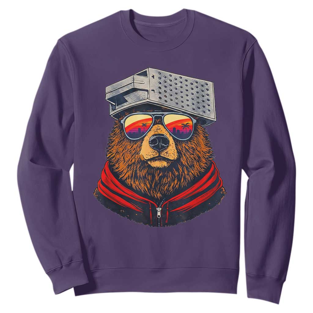 Cheese Grater Bear in Beast Mode Sweatshirt Funny Rivalry Art for Hardcore Football Fans TS02 Purple Print Your Wear