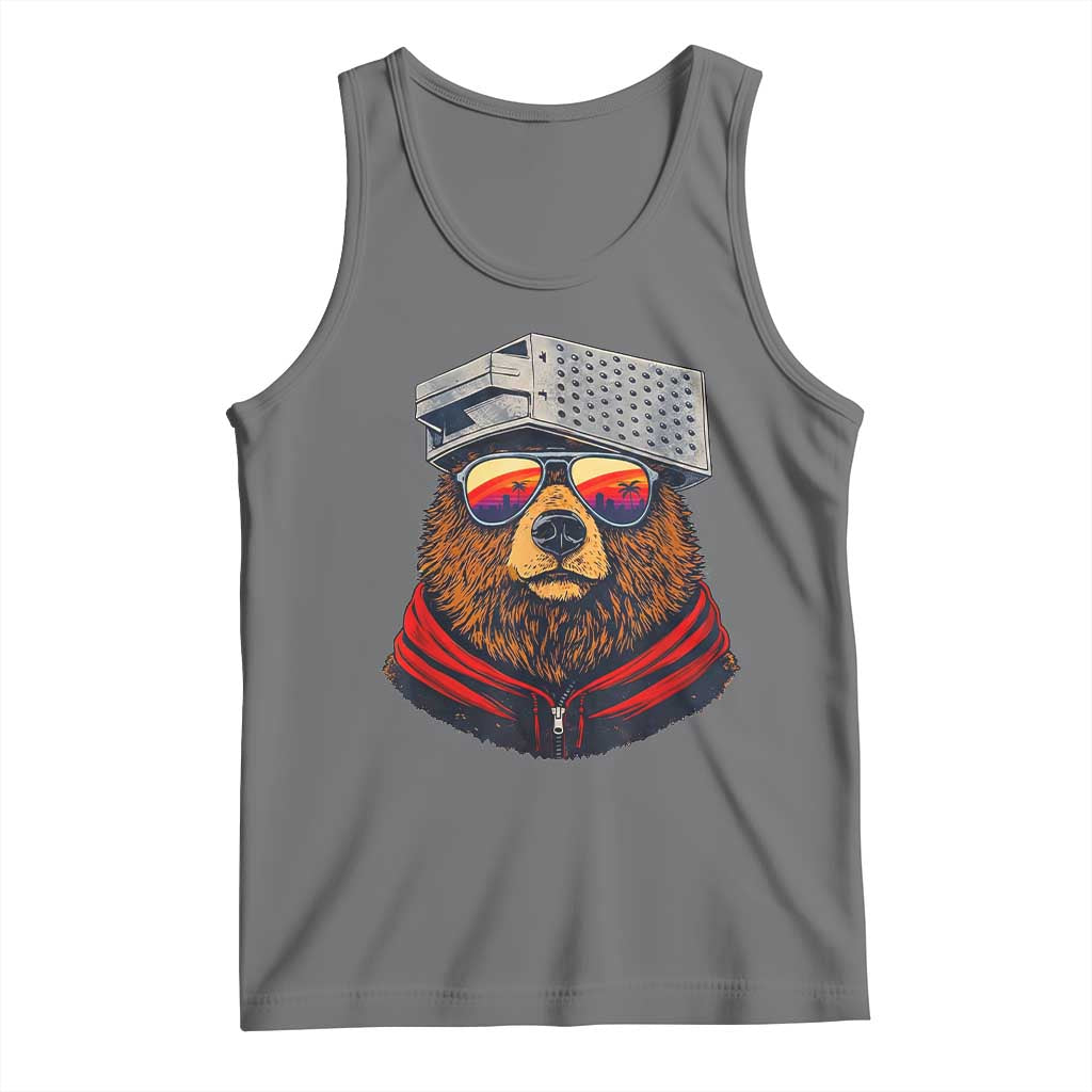 Cheese Grater Bear in Beast Mode Tank Top Funny Rivalry Art for Hardcore Football Fans TS02 Black Heather Print Your Wear
