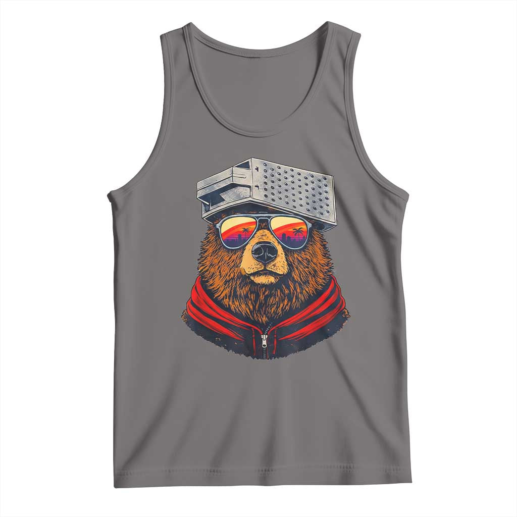 Cheese Grater Bear in Beast Mode Tank Top Funny Rivalry Art for Hardcore Football Fans TS02 Deep Heather Print Your Wear