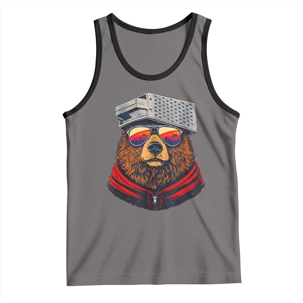 Cheese Grater Bear in Beast Mode Tank Top Funny Rivalry Art for Hardcore Football Fans TS02 Deep Heather Black Print Your Wear
