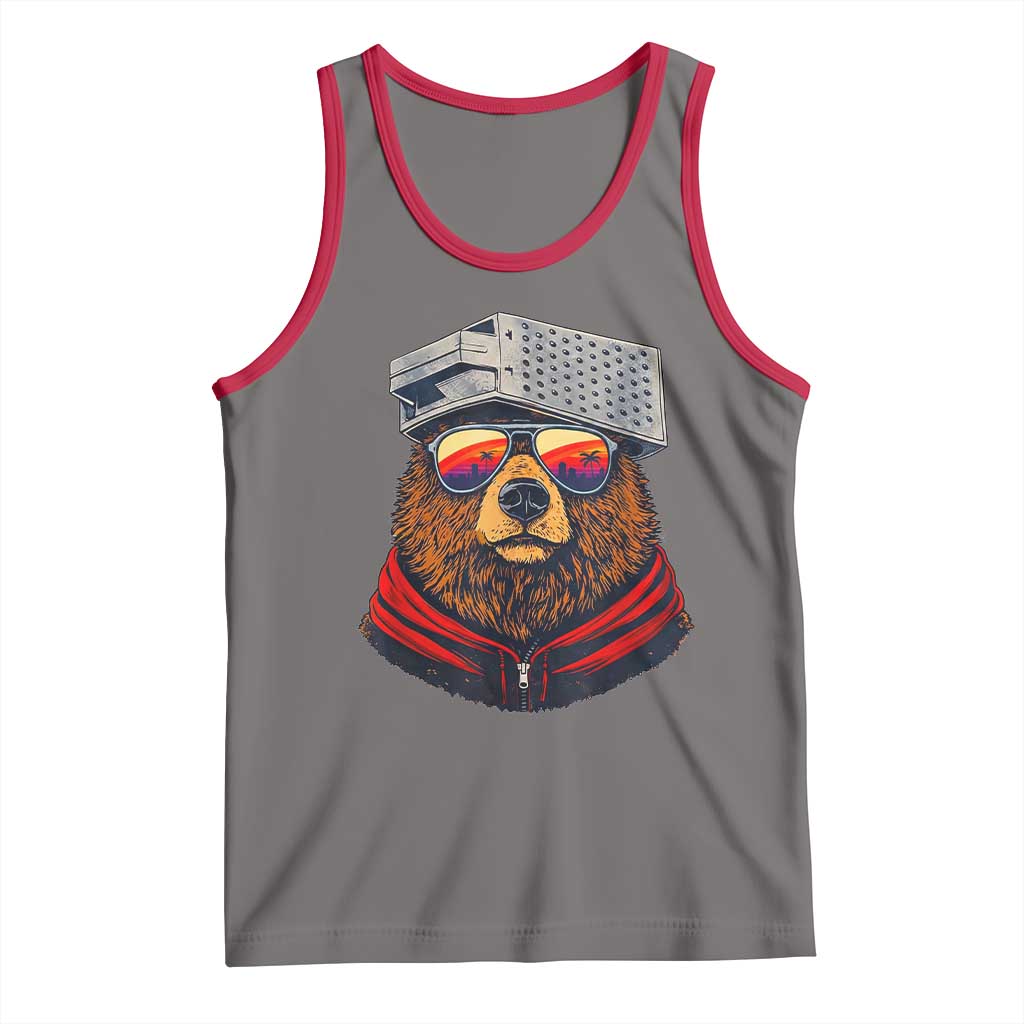 Cheese Grater Bear in Beast Mode Tank Top Funny Rivalry Art for Hardcore Football Fans TS02 Deep Heather Red Print Your Wear