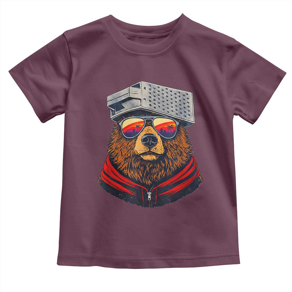 Cheese Grater Bear in Beast Mode Toddler T Shirt Funny Rivalry Art for Hardcore Football Fans TS02 Maroon Print Your Wear
