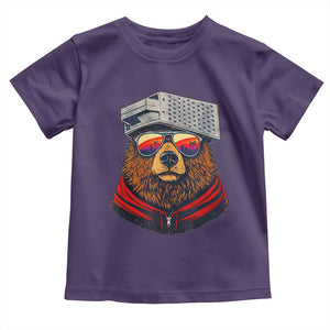Cheese Grater Bear in Beast Mode Toddler T Shirt Funny Rivalry Art for Hardcore Football Fans TS02 Purple Print Your Wear
