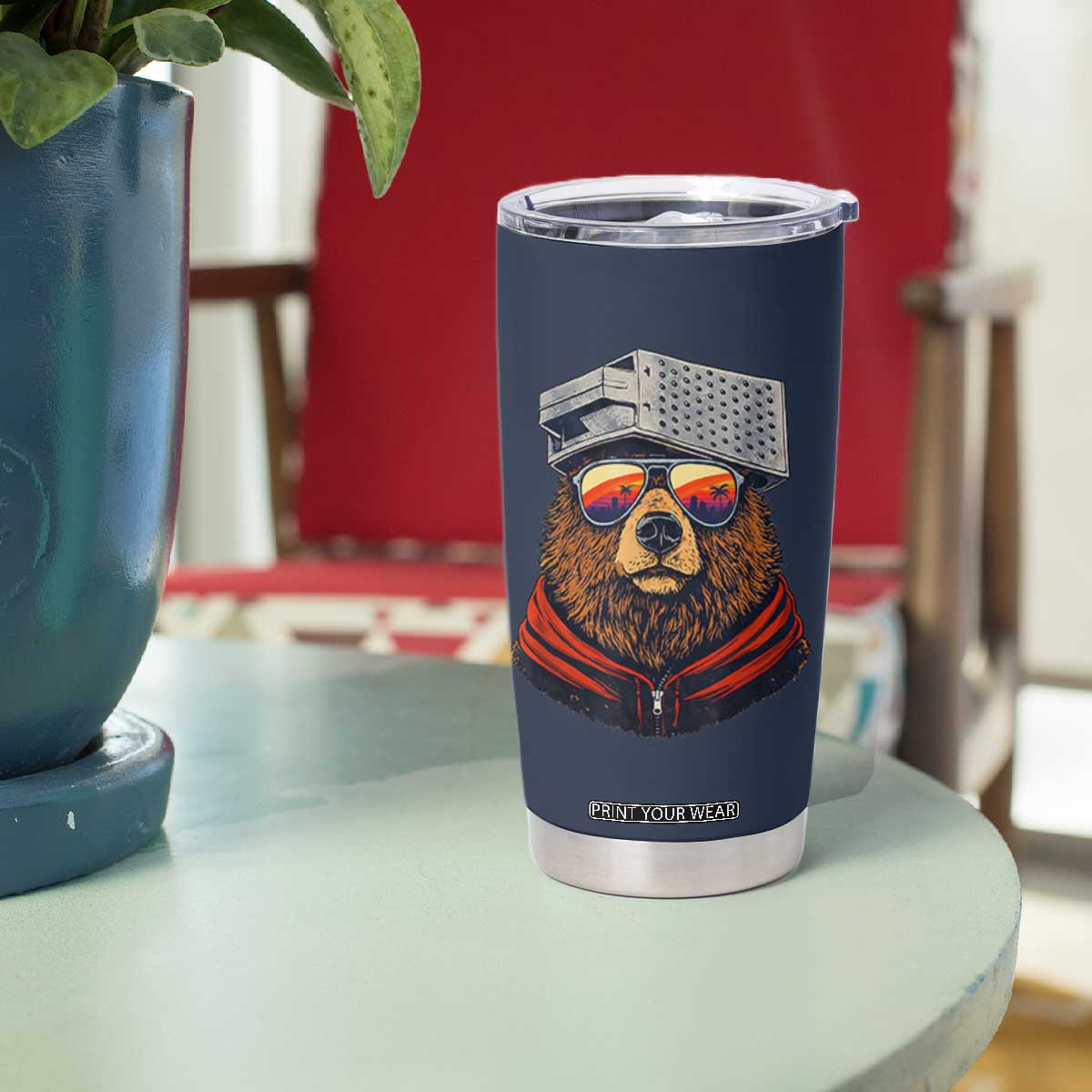Cheese Grater Bear in Beast Mode Tumbler Cup Funny Rivalry Art for Hardcore Football Fans TS02 Print Your Wear