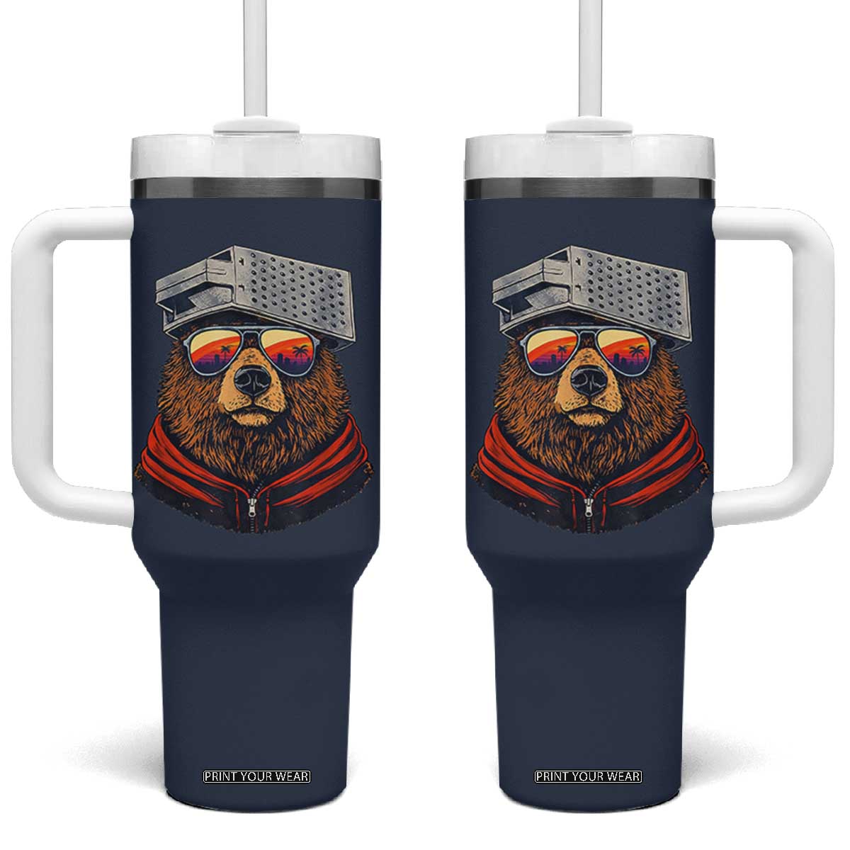 Cheese Grater Bear in Beast Mode Tumbler With Handle Funny Rivalry Art for Hardcore Football Fans TS02 One Size: 40 oz Navy Print Your Wear