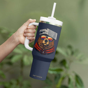 Cheese Grater Bear in Beast Mode Tumbler With Handle Funny Rivalry Art for Hardcore Football Fans TS02 Print Your Wear