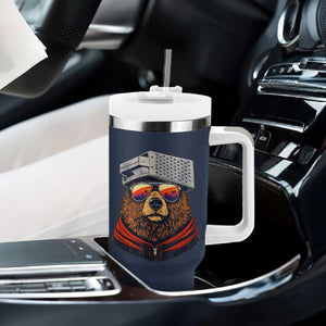 Cheese Grater Bear in Beast Mode Tumbler With Handle Funny Rivalry Art for Hardcore Football Fans TS02 Print Your Wear