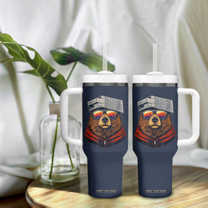 Cheese Grater Bear in Beast Mode Tumbler With Handle Funny Rivalry Art for Hardcore Football Fans TS02 Print Your Wear