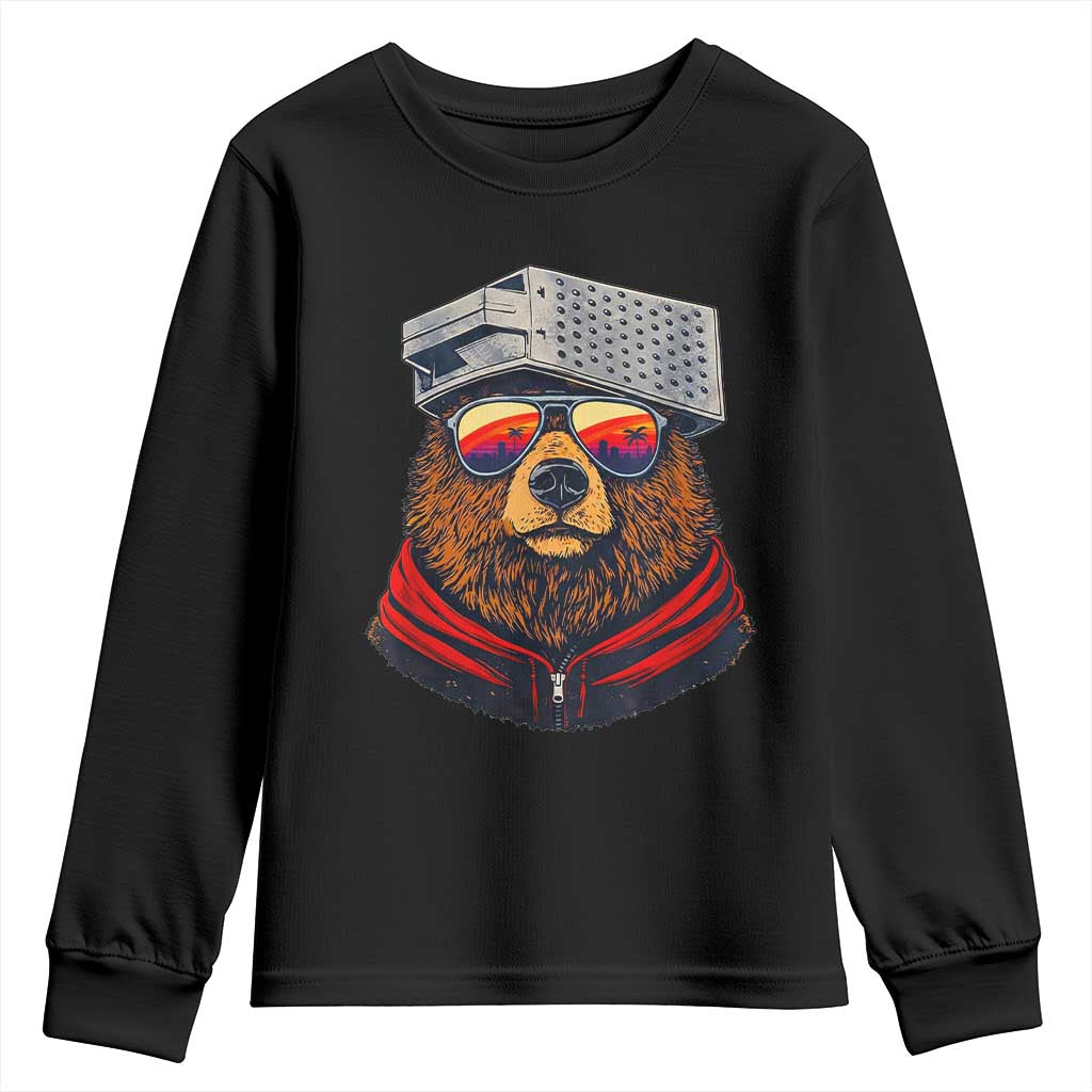 Cheese Grater Bear in Beast Mode Youth Sweatshirt Funny Rivalry Art for Hardcore Football Fans TS02 Black Print Your Wear