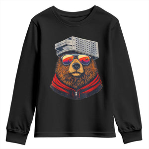 Cheese Grater Bear in Beast Mode Youth Sweatshirt Funny Rivalry Art for Hardcore Football Fans TS02 Black Print Your Wear