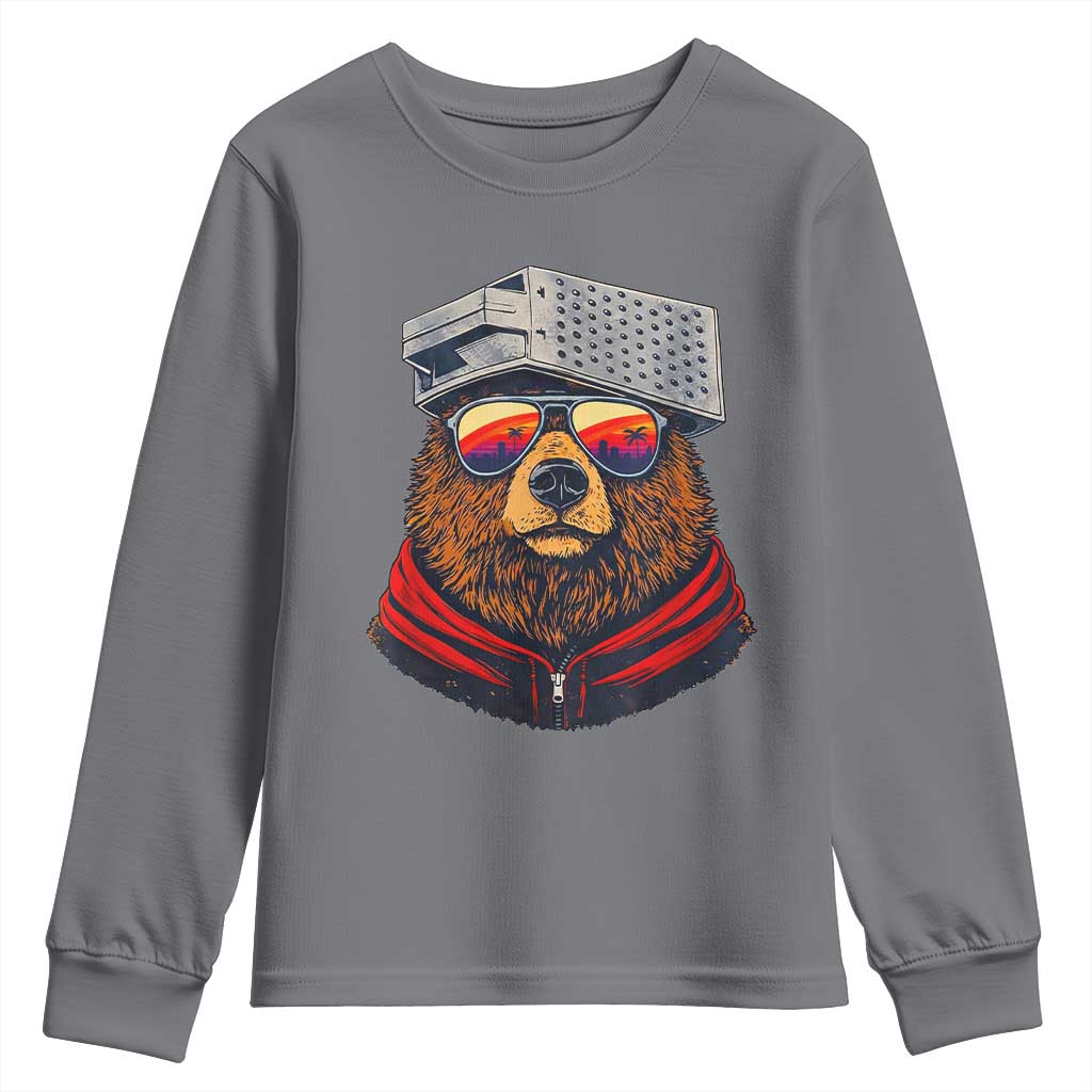Cheese Grater Bear in Beast Mode Youth Sweatshirt Funny Rivalry Art for Hardcore Football Fans TS02 Charcoal Print Your Wear