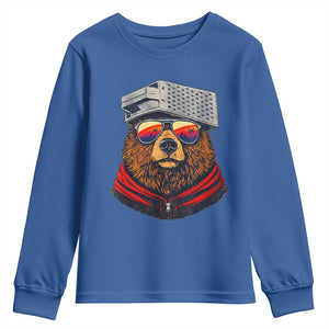Cheese Grater Bear in Beast Mode Youth Sweatshirt Funny Rivalry Art for Hardcore Football Fans TS02 Royal Blue Print Your Wear