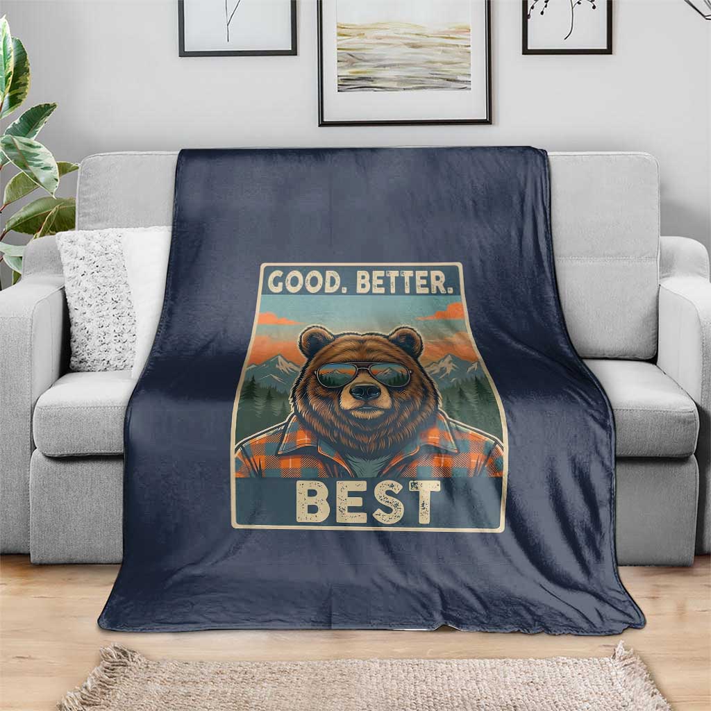 Good Better Best Motivational Hiking Bear Throw Blanket Outdoor Adventure Poster Graphic TS02 Print Your Wear