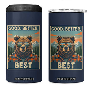 Good Better Best Motivational Hiking Bear 4 in 1 Can Cooler Tumbler Outdoor Adventure Poster Graphic TS02 One Size: 16 oz Navy Print Your Wear