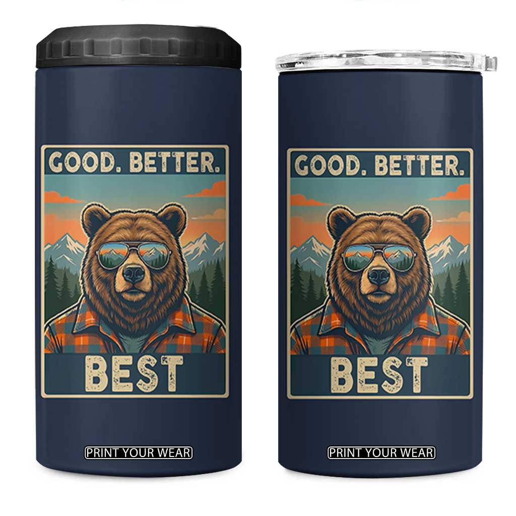 Good Better Best Motivational Hiking Bear 4 in 1 Can Cooler Tumbler Outdoor Adventure Poster Graphic TS02 One Size: 16 oz Navy Print Your Wear