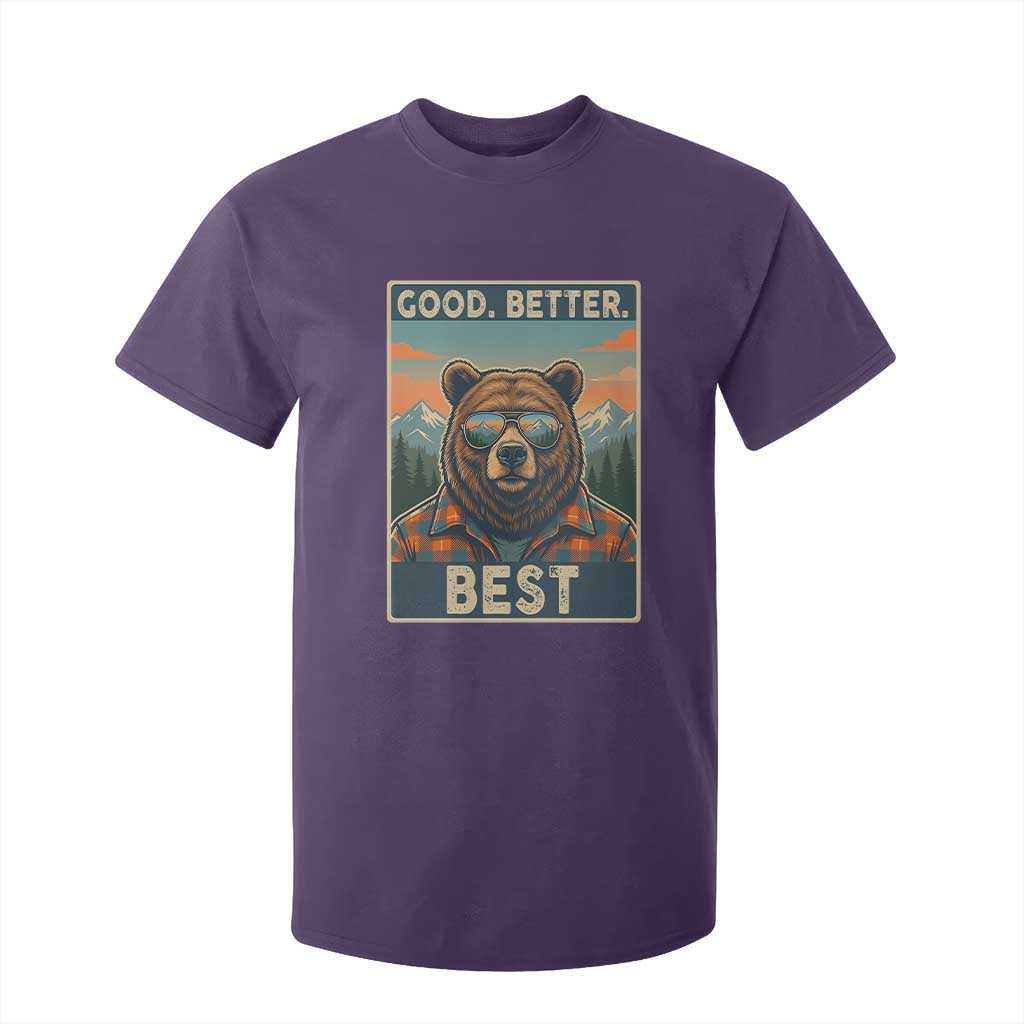 Good Better Best Motivational Hiking Bear T Shirt For Kid Outdoor Adventure Poster Graphic TS02 Purple Print Your Wear