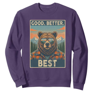 Good Better Best Motivational Hiking Bear Sweatshirt Outdoor Adventure Poster Graphic TS02 Purple Print Your Wear