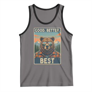 Good Better Best Motivational Hiking Bear Tank Top Outdoor Adventure Poster Graphic TS02 Deep Heather Black Print Your Wear
