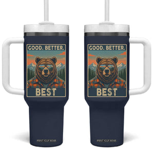 Good Better Best Motivational Hiking Bear Tumbler With Handle Outdoor Adventure Poster Graphic TS02 One Size: 40 oz Navy Print Your Wear