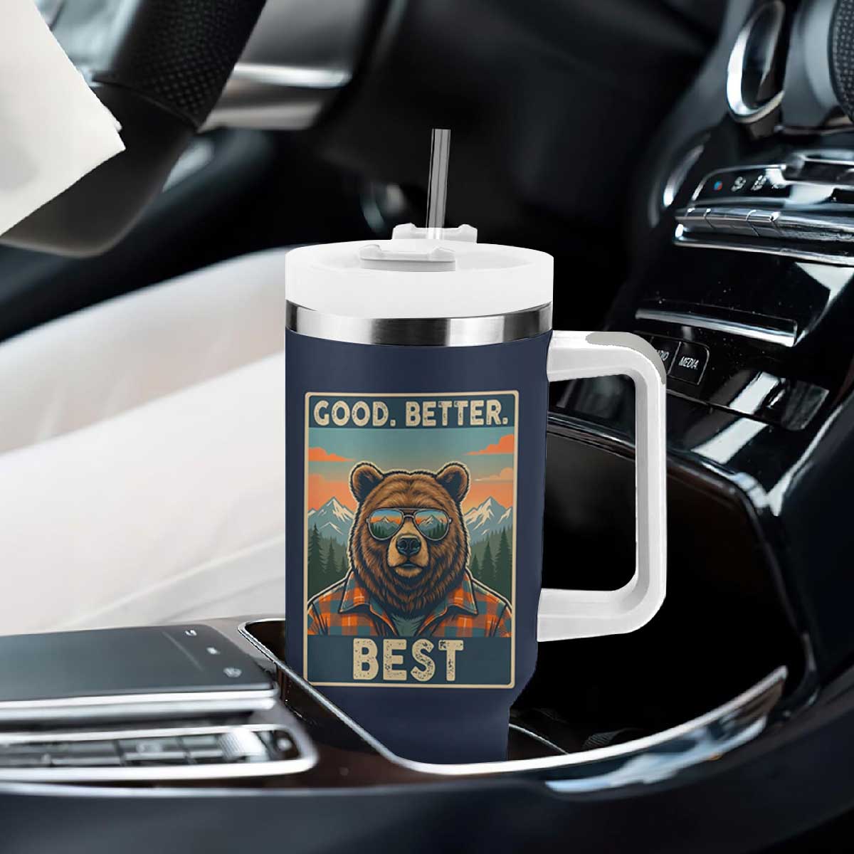 Good Better Best Motivational Hiking Bear Tumbler With Handle Outdoor Adventure Poster Graphic TS02 Print Your Wear