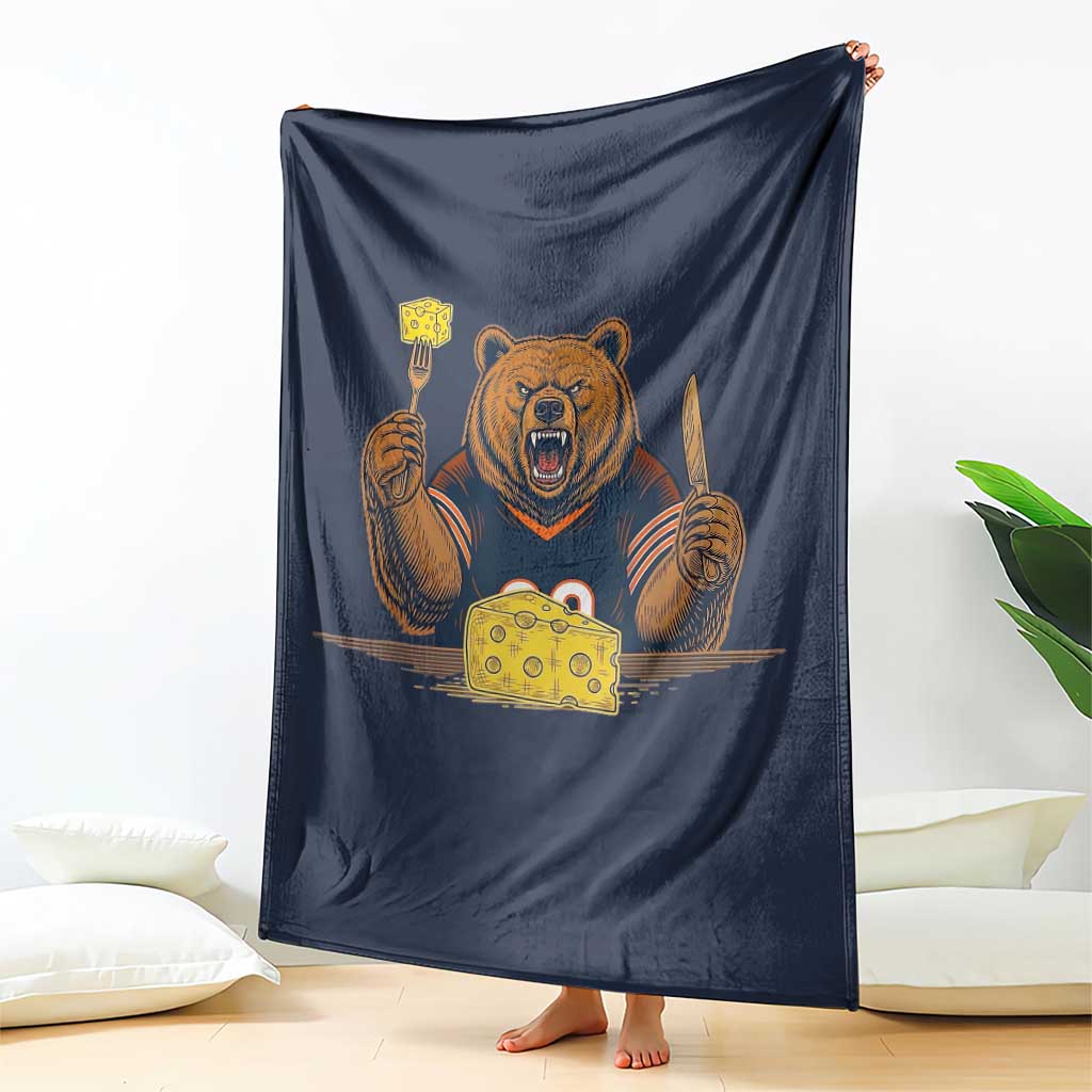 Fierce Bear Eating Cheese Throw Blanket Let's Eat Cheese Funny Sports Rivalry TS02 Print Your Wear