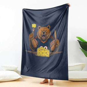 Fierce Bear Eating Cheese Throw Blanket Let's Eat Cheese Funny Sports Rivalry TS02 Print Your Wear