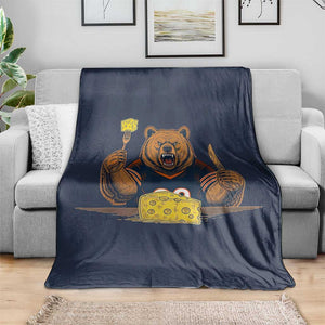 Fierce Bear Eating Cheese Throw Blanket Let's Eat Cheese Funny Sports Rivalry TS02 Print Your Wear
