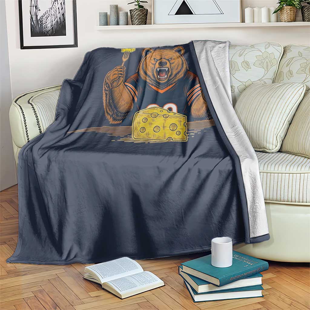 Fierce Bear Eating Cheese Throw Blanket Let's Eat Cheese Funny Sports Rivalry TS02 Print Your Wear